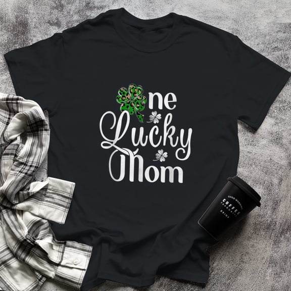 One Lucky Mom Leopard Plaid Matching Pajamas Patrick Day (1), Small, Black