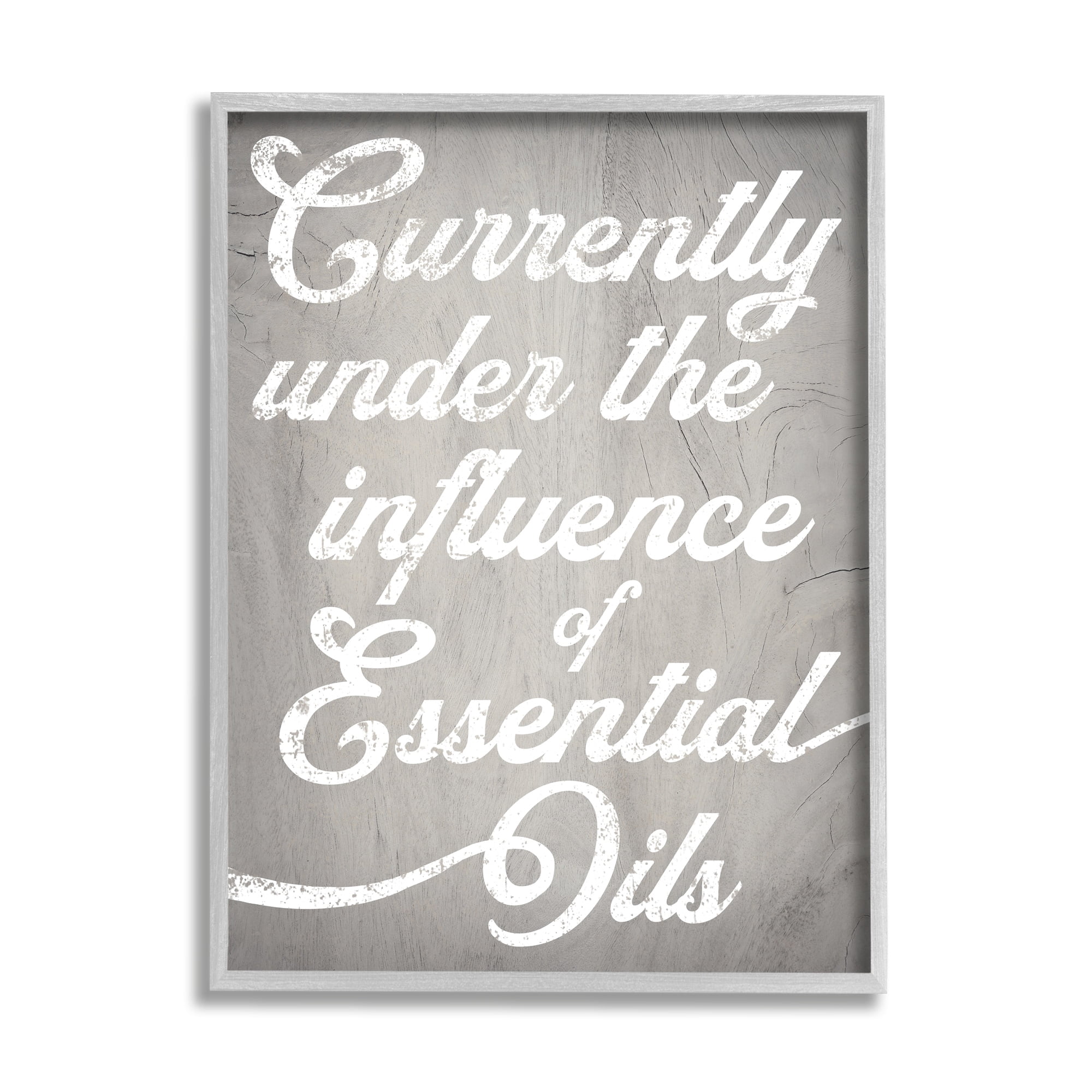 Stupell Industries Witty Essential Oils Humor Vintage Style Text Graphic Art Gray Framed Art Print Wall Art, Design by Daphne Polselli