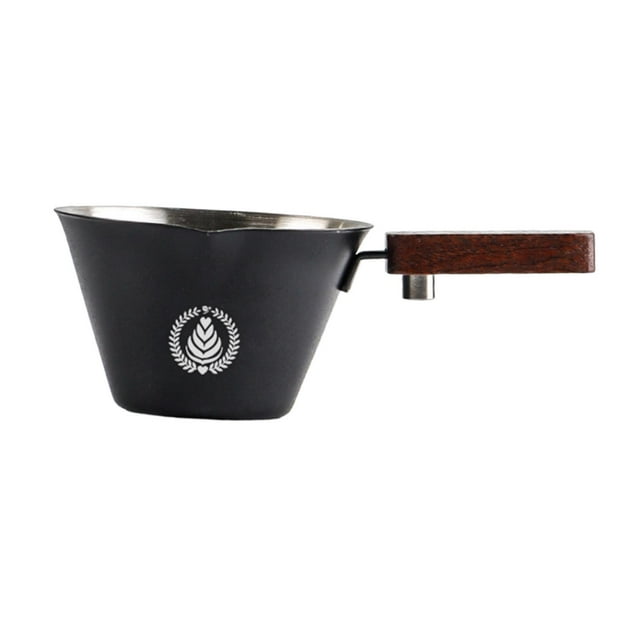 veasfak Tasse d'Extraction de Café en Acier Inoxydable 0,1 L Accessoires Robustes Poignée en Bois Noir