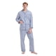 thumbnail image 3 of GLOBAL Conjuntos de Pijamas para Hombre, Ropa de Dormir de Franela 100% Algodón, Ropa de Dormir Superior E Inferior de Manga Larga, Rayas Retro Azules L, 3 of 5