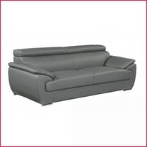 Genuine Leather 3-Person Modern Living Room Sofa - Durable Hardwood Frame & Plush Foam Cushions | Gray | Metal | Tight Back