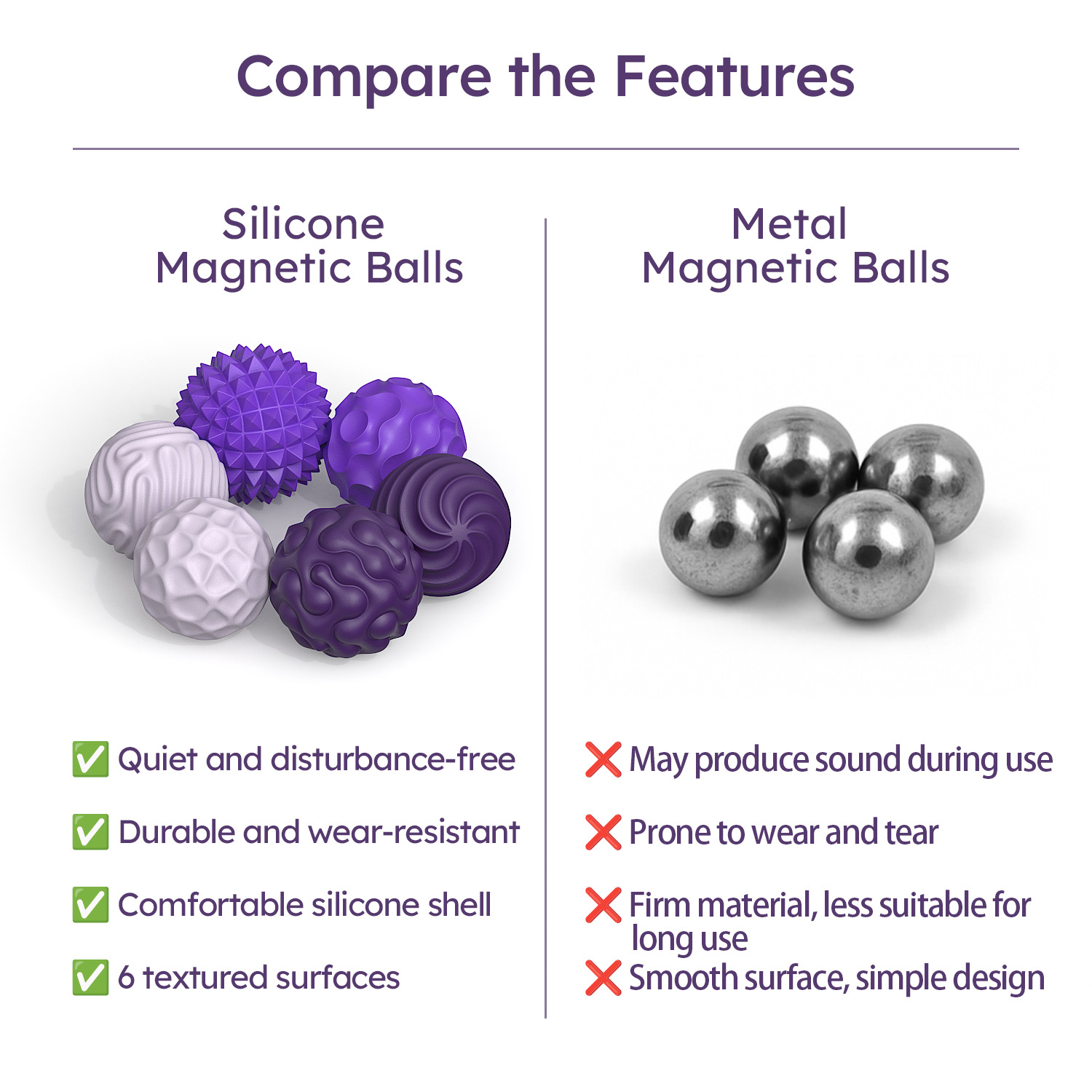 DIDUBUY 6-Pack Magnetic Fidget Balls, Purple photo 8