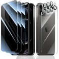 thumbnail image 1 of wonima44 3+3+1+1-Pack, Privacy Screen Protector and Camera Lens Protector for iPhone 12 Pro with Back Tempered Glass Film & Installation Alignment Aid, Anti-Spy, Dark Private Black Protection, 1 of 1