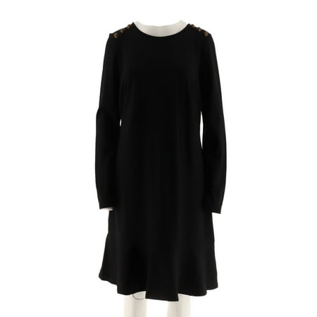 Ponte Shirt Dress - Du Jour Long Slv Ponte Knit Dress Button A295385