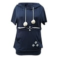 thumbnail image 2 of FUZHIQ Womens Cartoon Print Pet Carrier Hoodie Short Sleeve Pet Pouch T Shirt Cat Dog Kangaroo Pocket Casual Hooded Top, 2 of 9