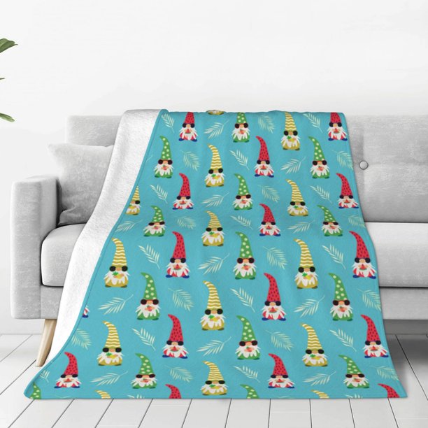 Balery Gnomes Holding Fruits Manta de Felpa Suave y Acogedora – Cobija de Franela Aterciopelada para Cama, Lavable y Cálida para Sofá, Mascotas, Transpirable-80"x60"