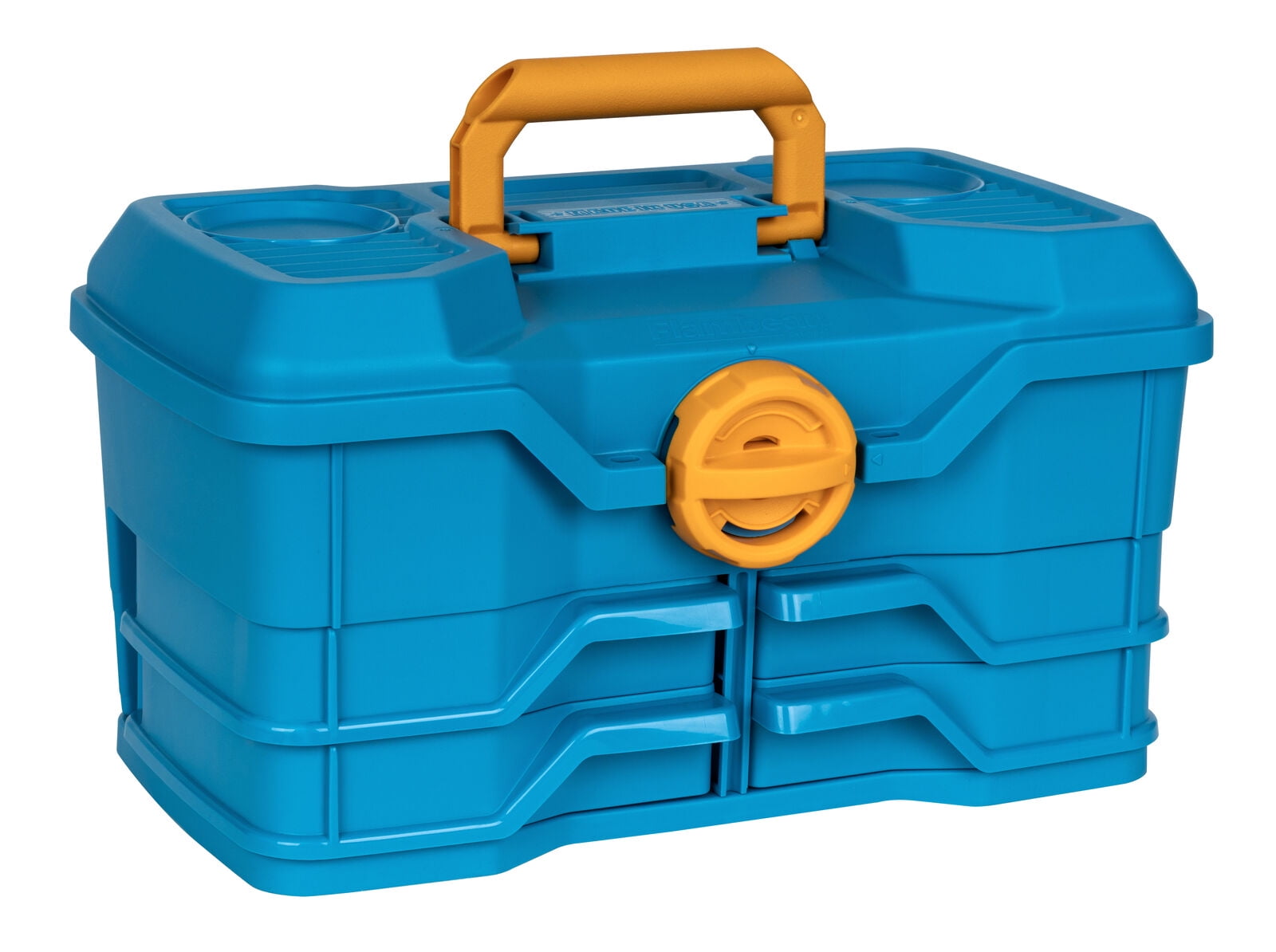 Free Shipping! Plano Tackle Box with 3 Cantilever Trays, Green Metallic  Lid, White Storage, Brass Bailed Latch - Walmart.com