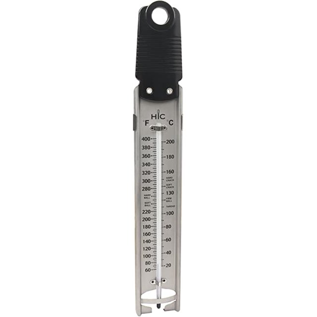 HIC Harold Import Roasting Deep Fry Candy Jelly Thermometer, Stainless Steel with Glass Tube, 12-Inches