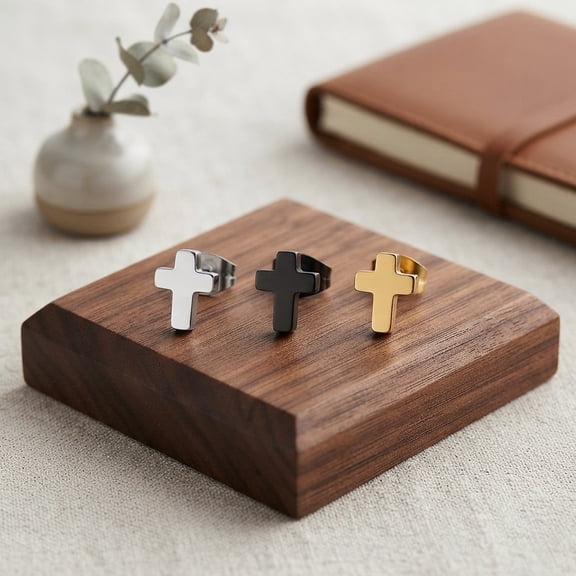 Small Cross Stud Earrings, Men Women Silver Gold Black Cross Earrings, Christian Jewelry, Gift