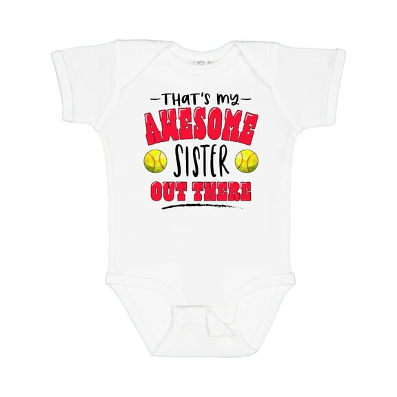 Inktastic That's My Awesome Sister out There with Softballs Boys or Girls Baby Bodysuit