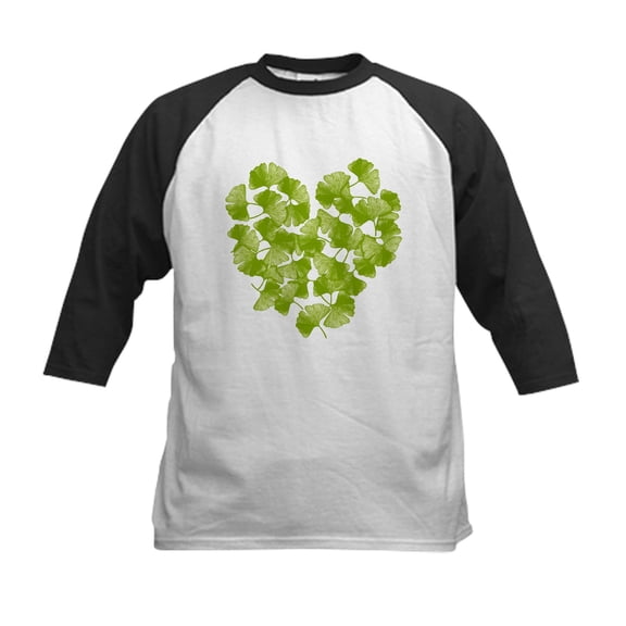 CafePress - Ginkgo Leaf Heart Kids Baseball Jersey - Kids Cotton Baseball Jersey, 3/4 Sleeve Shirt
