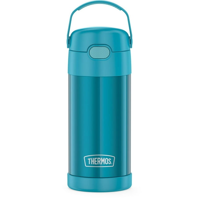Thermos Kids Bouteille d'eau isolée sous vide avec paille rabattable, 355 ml, bleu sarcelle