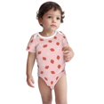 thumbnail image 2 of Xecao Hand Drawn Strawberry Pattern Baby Climbing Bodysuit Short Sleeve Onesie Unisex 0-12 Months Baby Shirt Newborn Outfits Crotch snap design-6 Months, 2 of 6