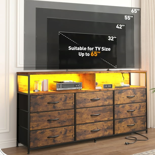 dresser 55 inches long 10 Drawer Dresser TV Stand - 55 inches