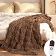 thumbnail image 1 of TEMOGU-Heated Throw Blanket 50"x60", Electric Blanket with Bamboo Pattern, Luxury Faux Rabbit Fur&Soft Flannel, 6 Heat Settings, 1-4 Hour Auto Shut-Off, Throw Blanket for Couch, Machine Washable, Dar, 1 of 4