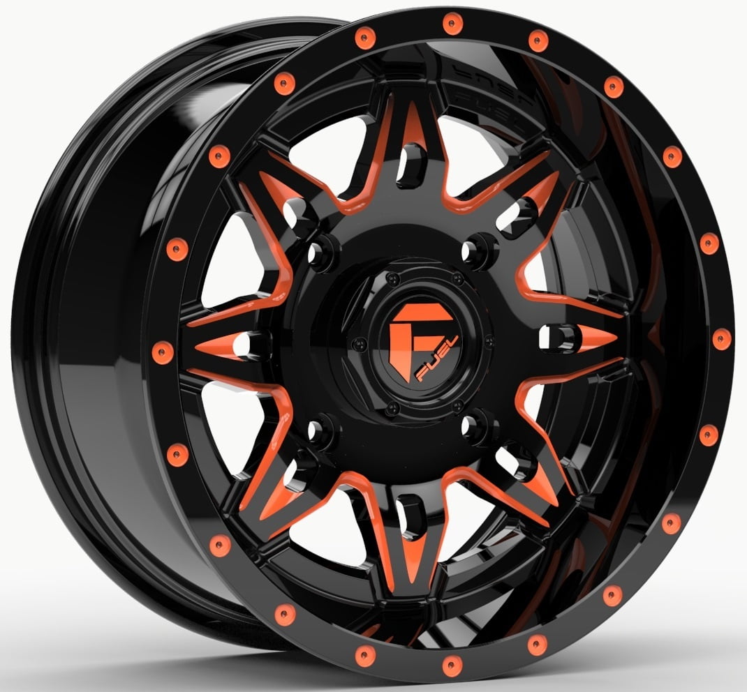 Fuel Lethal 14x7 ATVUTV Wheel - Gloss BlackOrange (4156) 4+3 