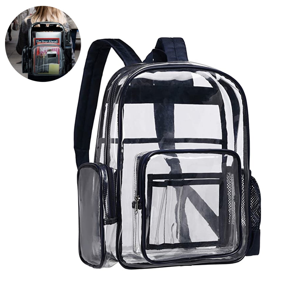 Durable Clear Backpack See Through PVC Schoolbag Black
