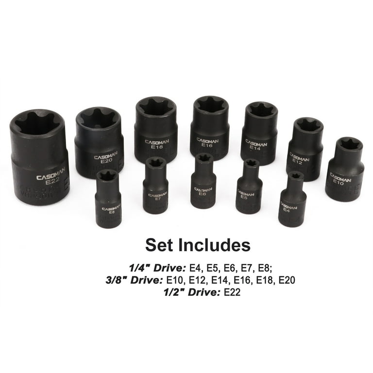 CASOMAN 25 Piece Torx Bit Socket and Female External Socket Set