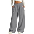 thumbnail image 2 of Inverlee Women's Drawstring Elastic High Waist Mini Side Cargo Pocket Wide Leg Sweatpants Oversized Baggy Casual Pants Gray (S-XXXL), 2 of 8