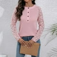 thumbnail image 2 of Giftesty Womens Shirts Clearance Women's Long Sleeve Summer Round Neck Sexy Casual Tops Regular Blouse Button Tops, 2 of 6