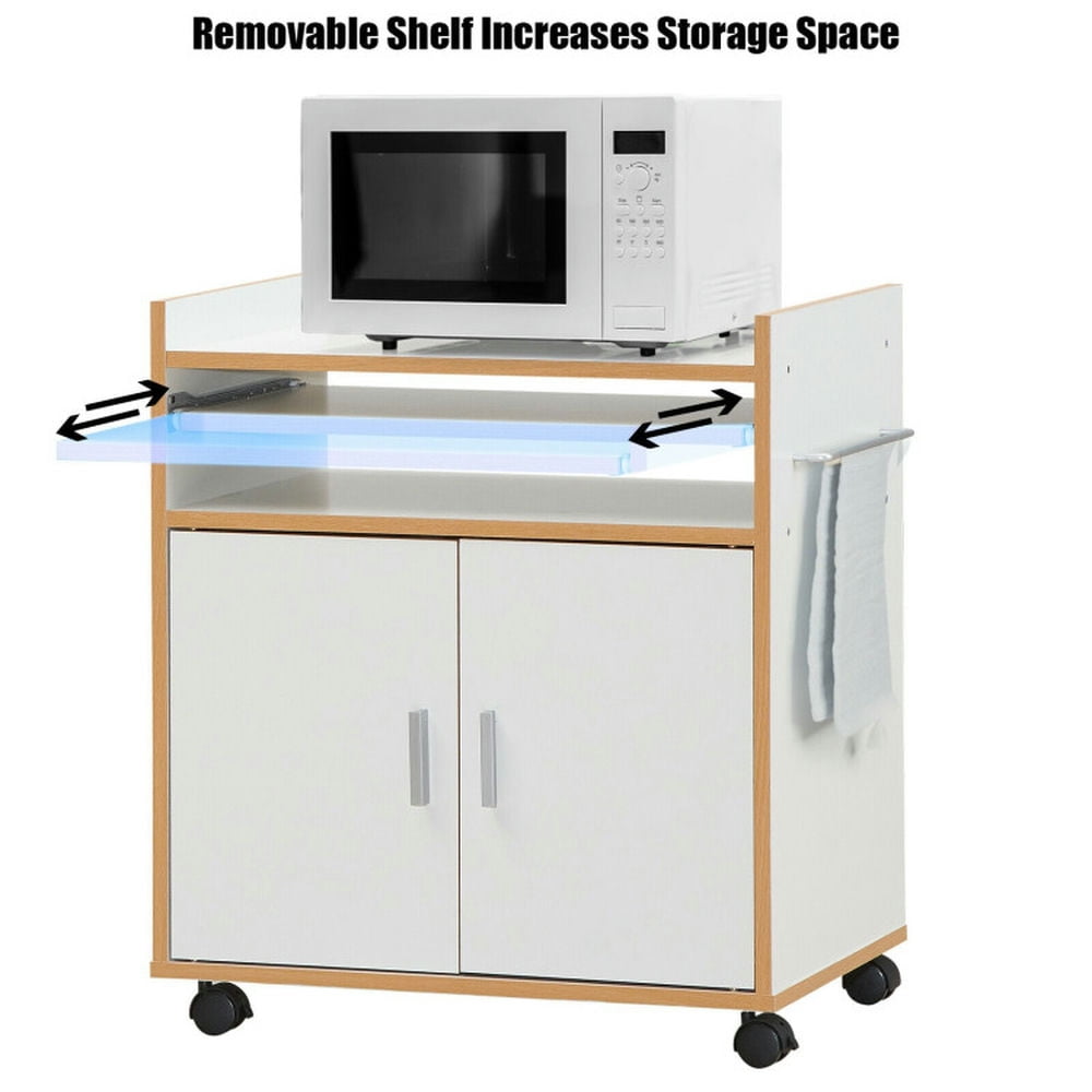 Finihen Rolling Storage Cabinet Cart, Kitchen Island Cart, Kitchen Island on Wheels with Removable Shelf and Towel Rack, for Kitchen, Dining Room, White Finihen Rolling Storage Cabinet Cart, Kitchen Island Cart, Kitchen Island on Wheels with Removable Shelf and Towel Rack, for Kitchen, Dining Room, White
