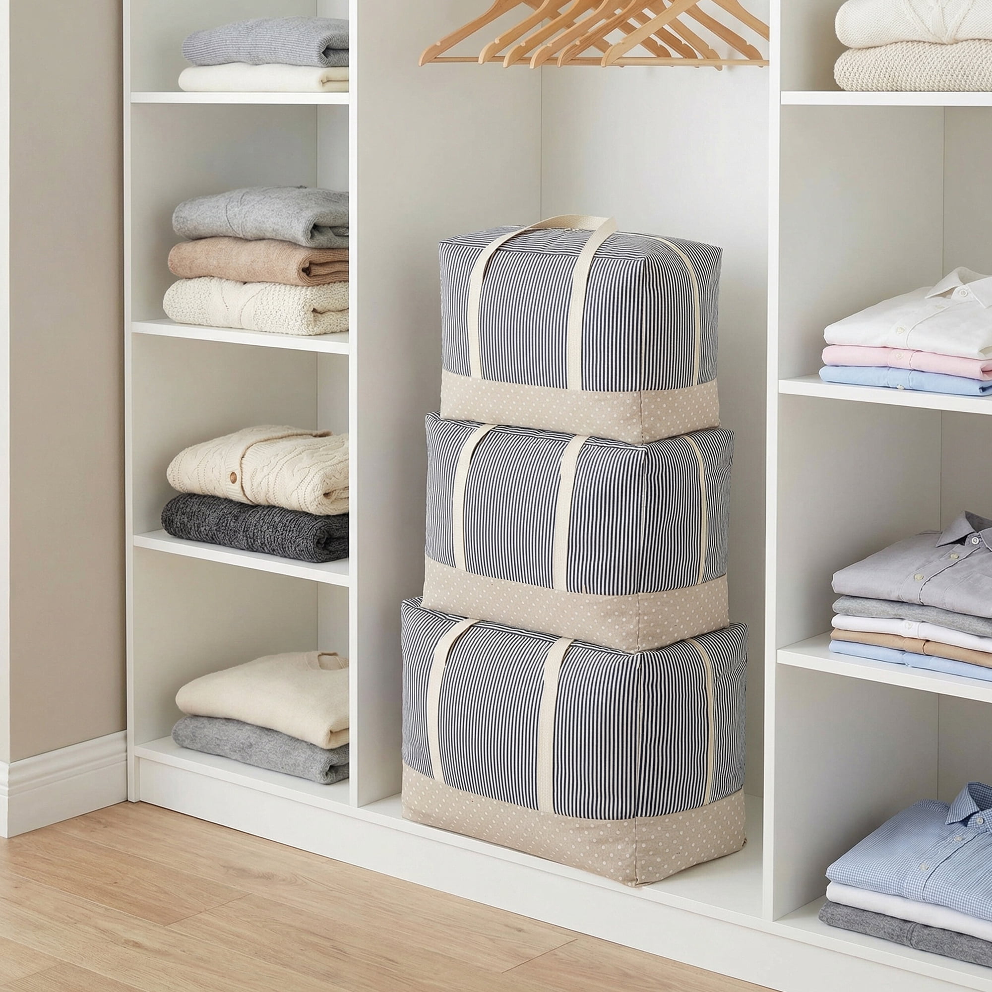 Unique Bargains Clothes Storage Bag for Closet Organizer Blue 18.9"x13.8"x9.8"