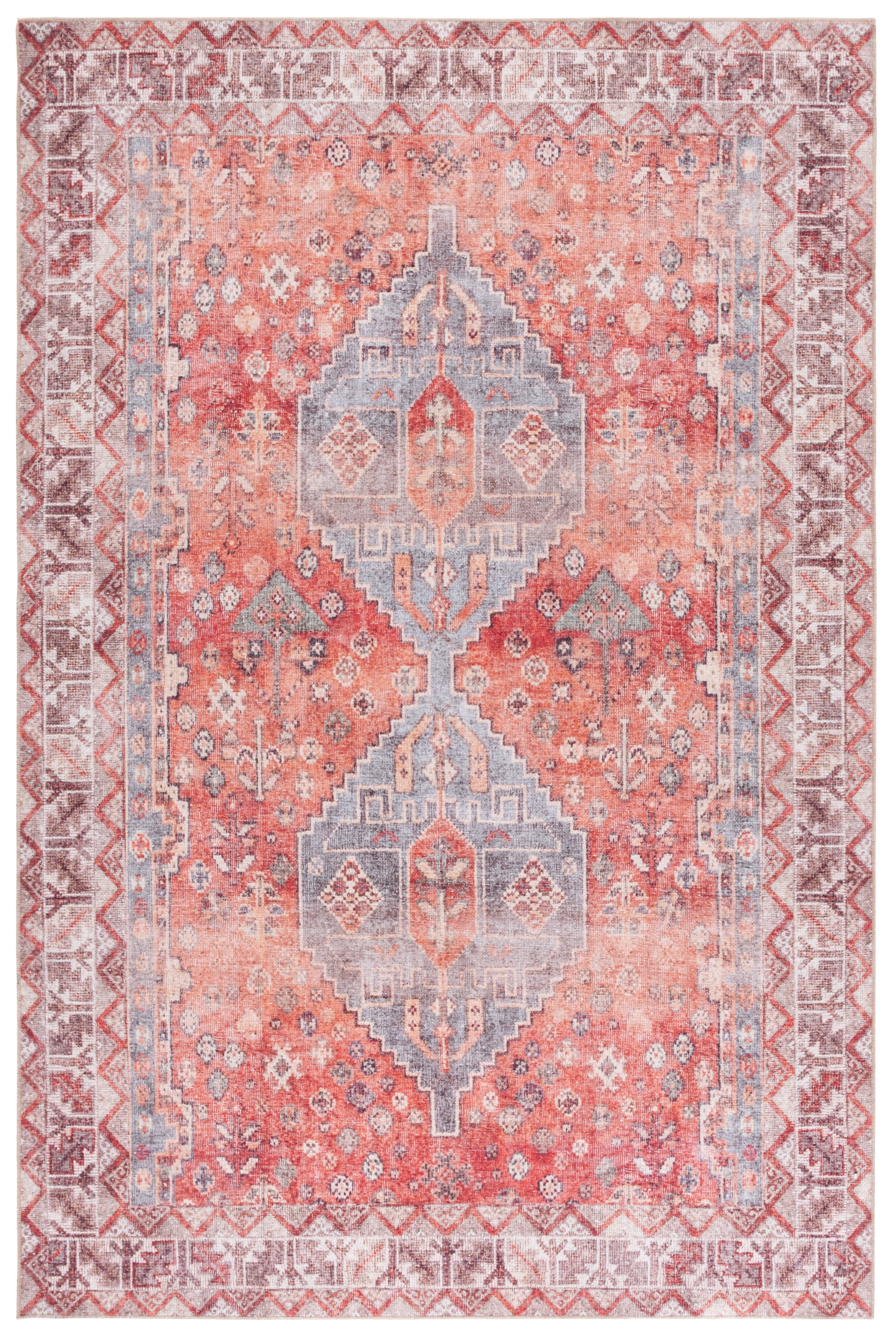 SAFAVIEH Vintage Serapi Nita Medallion Machine Washable Area Rug, Red/Blue, 2' x 3'