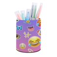 thumbnail image 1 of Emoji-theme Cylinder Pen Holder Pencil Organizer with Flannel Lining PVC Leather Material Cardboard Base for study work 10*8CM, 1 of 6