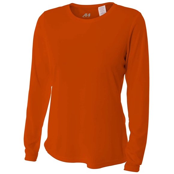 A4 Manches Longues de l'Équipage de Performance de Refroidissement des Femmes, Orange Athlétique, X-Petite
