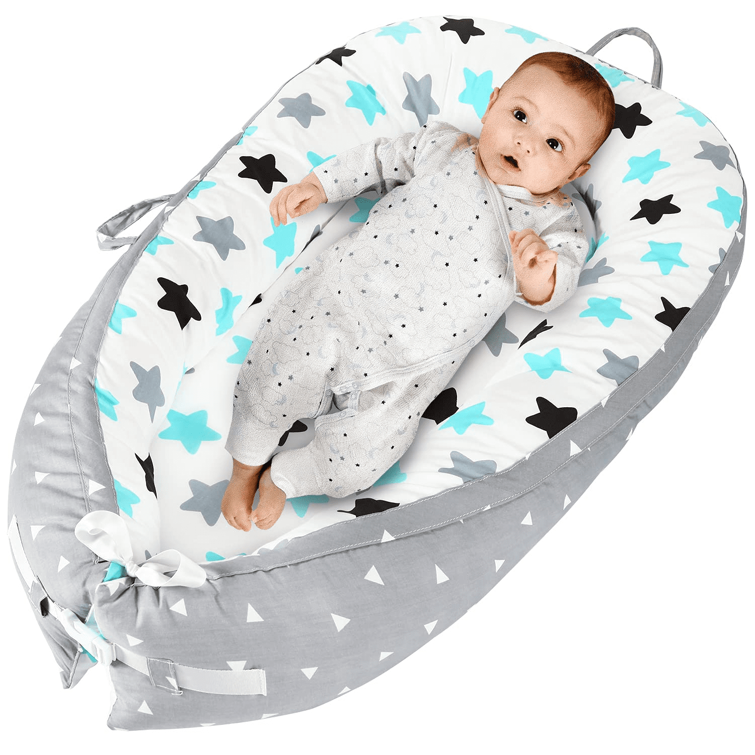 Rainbow Baby Lounger Nest Co Sleeper Soft and Breathable Baby Nest Bed Adjustable Cotton Portable Baby Lounger Suitable for 0-18 Months 