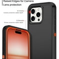 thumbnail image 5 of Apple iPhone 15 Pro Max Case Shockproof Dust/Drop Proof 3 in 1 Full Body Rugged Heavy Duty Durable Cover 6.7" Black Orange, 5 of 8