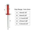 thumbnail image 2 of Unique Bargains Rivets Aveugles à Tête Ronde Plate en Aluminium de 4 Mm x 6 Mm, Pack de 100 Rouge, 2 of 5