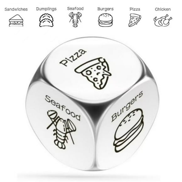 Dados para decisiones alimentarias, regalos, juego de dados metálicos de múltiples caras, juego de mesa de emparejar. Los dados