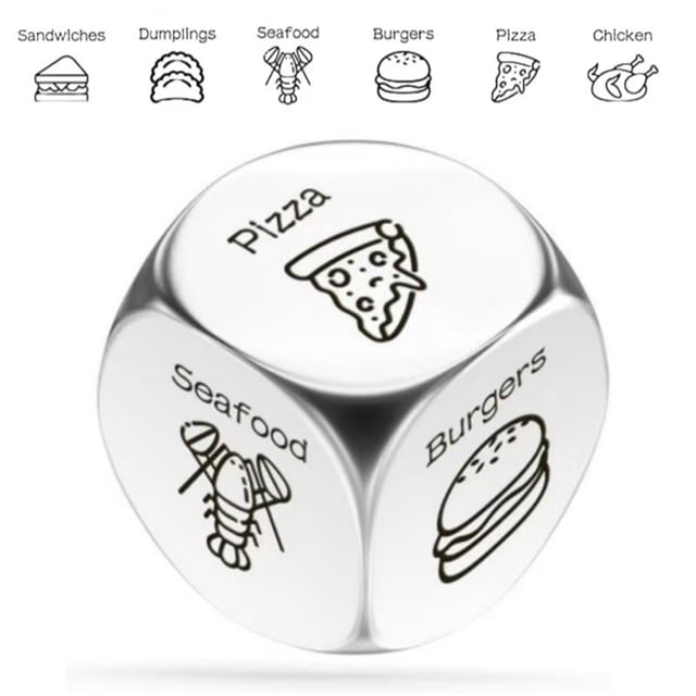 G Meal Choice Metal Dice Game Decision Maker Tool Random Food Selector For Group Dinners Entertainment