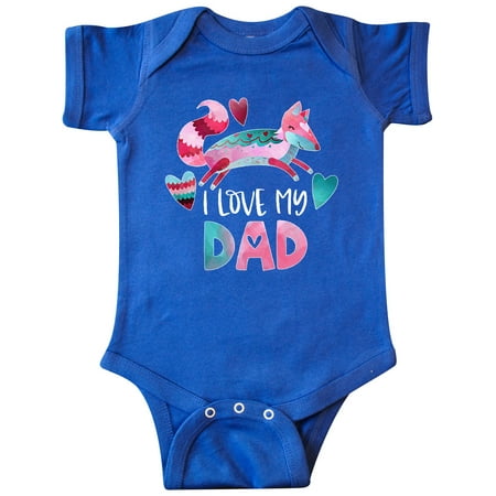 

Inktastic I Love My Dad Pink and Blue Fox with Hearts Gift Baby Boy or Baby Girl Bodysuit