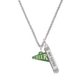 thumbnail image 1 of Delight Jewelry Acrylic 3/4" Green Cheer Megaphone Silvertone Always My Sister Bar Charm Necklace, 23", 1 of 4