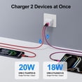 thumbnail image 4 of 20W PD & QC Dual-Port Fast Wall Charger Block, Type C Charger Block with 10FT USB-C to C & USB-A to C Cables, Power Adapter Compatible with iPhone 17/16/15 Pro Max iPad Pro Galaxy S26 Android,Pink, 4 of 7