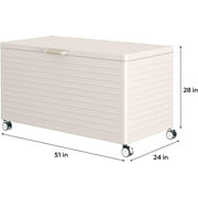 Mirador Outdoor Deck Boxes 134 Gallon,Aluminum Steel Outdoor Storage Container w/ Wheels & Lid ,Latte