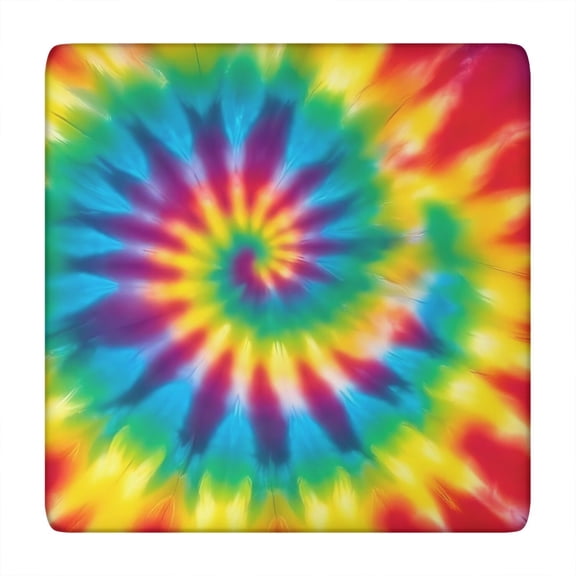 Rainbow Tie Dye Spiral Pattern Square Fitted Tablecloth with Elastic Edge,Square Table Cover,Washable Elastic Table Cover for Home Kitchen Party Decor 34"x34"