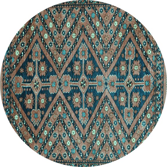 Ahgly Company Indoor Round Abstract Light Blue Modern Area Rugs, 6' Round