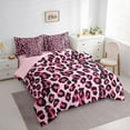 thumbnail image 3 of jejeloiu Pink Cheetan Pattern 7-Piece Bedding Comforter Set,Safari Leopard Print King Bedding Sets,Modern Aesthetic Desgin Bed Sheets For Girls Kids,Breathable Home Decor Reversible, 3 of 8