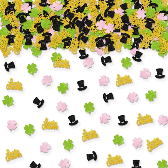 100pcs St.Patrick's Day Confetti, Pink Glitter Lucky Shamrock Table Confetti, Lucky Charm Paper Scatters, Lucky One Cut Outs for St.Patrick's Day/Baby Shower Party Table Decoration