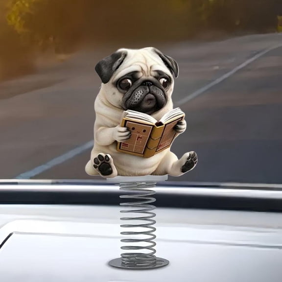 QHUDLV Lovely Dog Acrylic Spring Shaking Ornaments Car Dashboard Funny Toy Cute Decorations 2d Shaped B4u5 Accessories