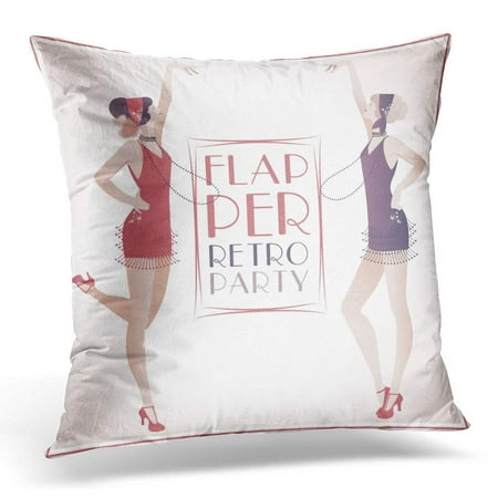CMFUN White Party Flapper Girls Two Beautiful Dressed in 1920S Charleston Dance Style Women Pillow Case Pillow Cover 18x18 inch
