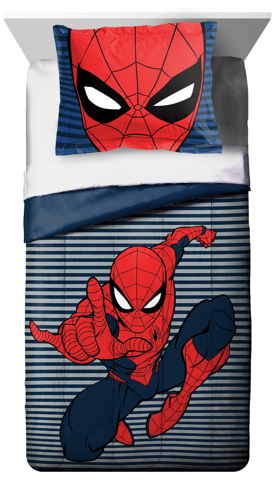 Spider Man Twin Full Comforter Set 2 Piece Kids Boys Reversible Bedding Sham NEW 