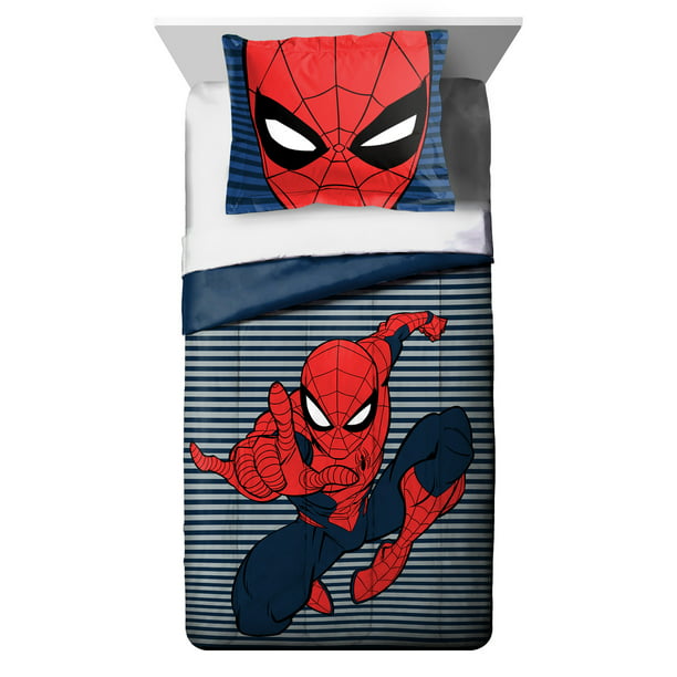 Marvel Spider Man Stripes Reversible, Spiderman Bedding Twin