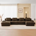 thumbnail image 2 of FFH U-Shaped Sectional Sofa with Ottoman, Oversized 150" Cloud Couch with 17.7" Seat Height, Modern Sofa Set for Living Room (Brown, 4 Seater with 2 Ottoman), 2 of 14