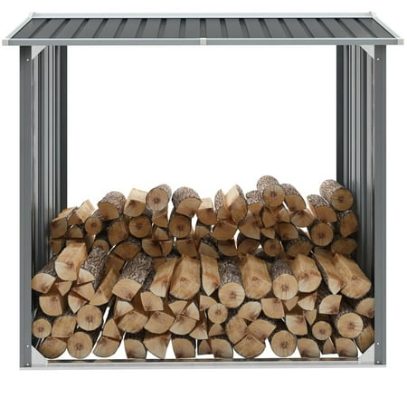 

Dcenta Garden Log Storage Shed Galvanized Steel 67.7 x35.8 x60.6 Gray
