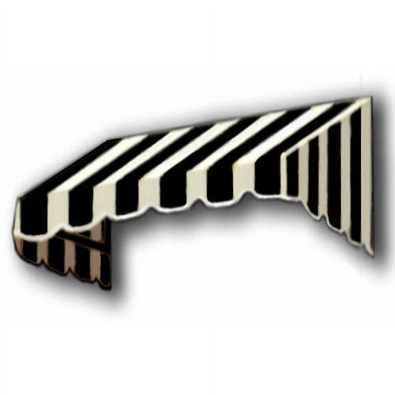 Awntech 4.38 Ft San Francisco Closed-Sided Fixed Awning Canopy (52.5in x 31in x 24in), Black/White Stripe