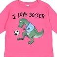 thumbnail image 4 of Inktastic I Love Soccer-dinosaur in Blue Boys or Girls Long Sleeve Toddler T-Shirt, 4 of 5